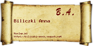 Biliczki Anna névjegykártya