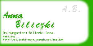 anna biliczki business card